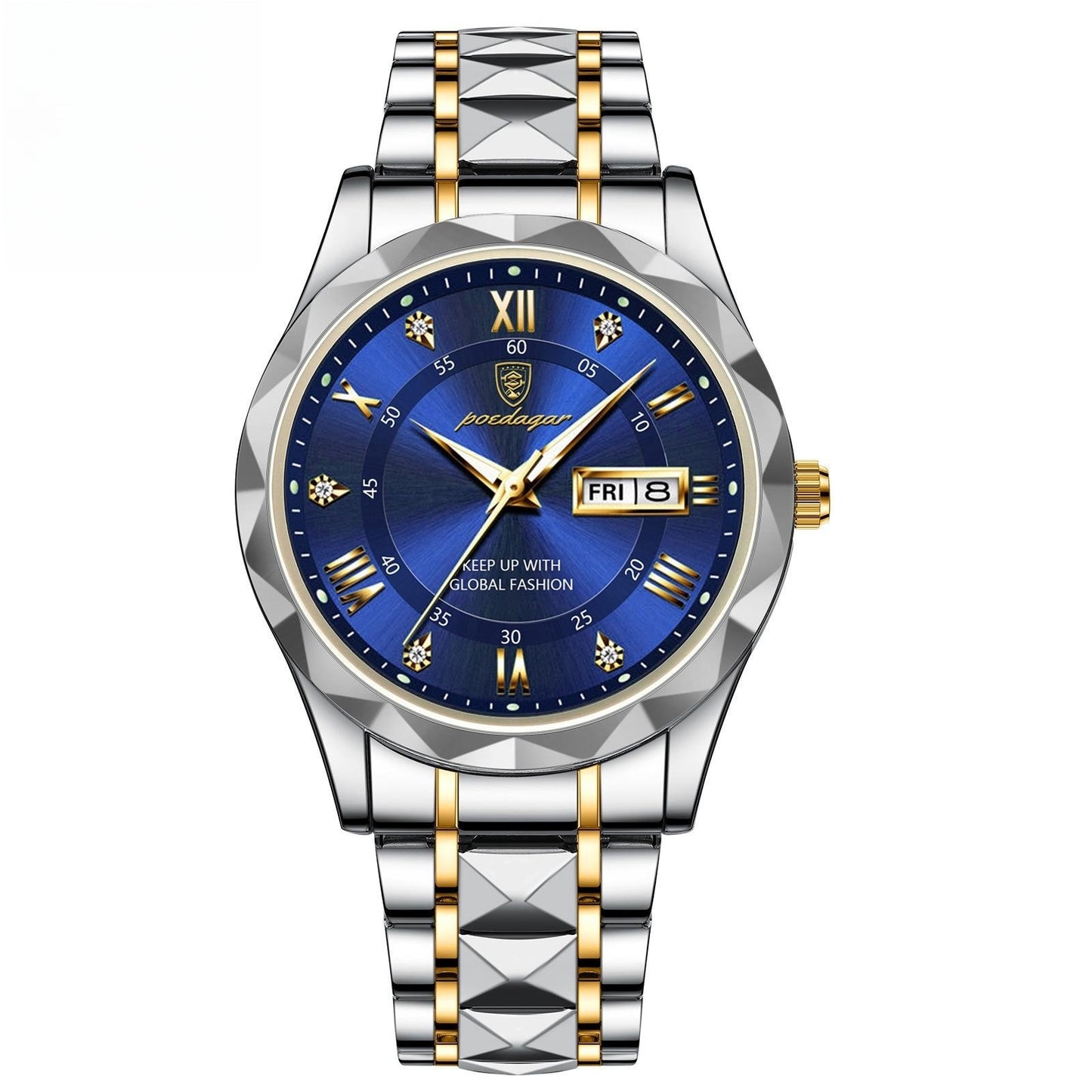 Men's Waterproof Double Calendar Luminous Quartz Watch 2style Without Necklace