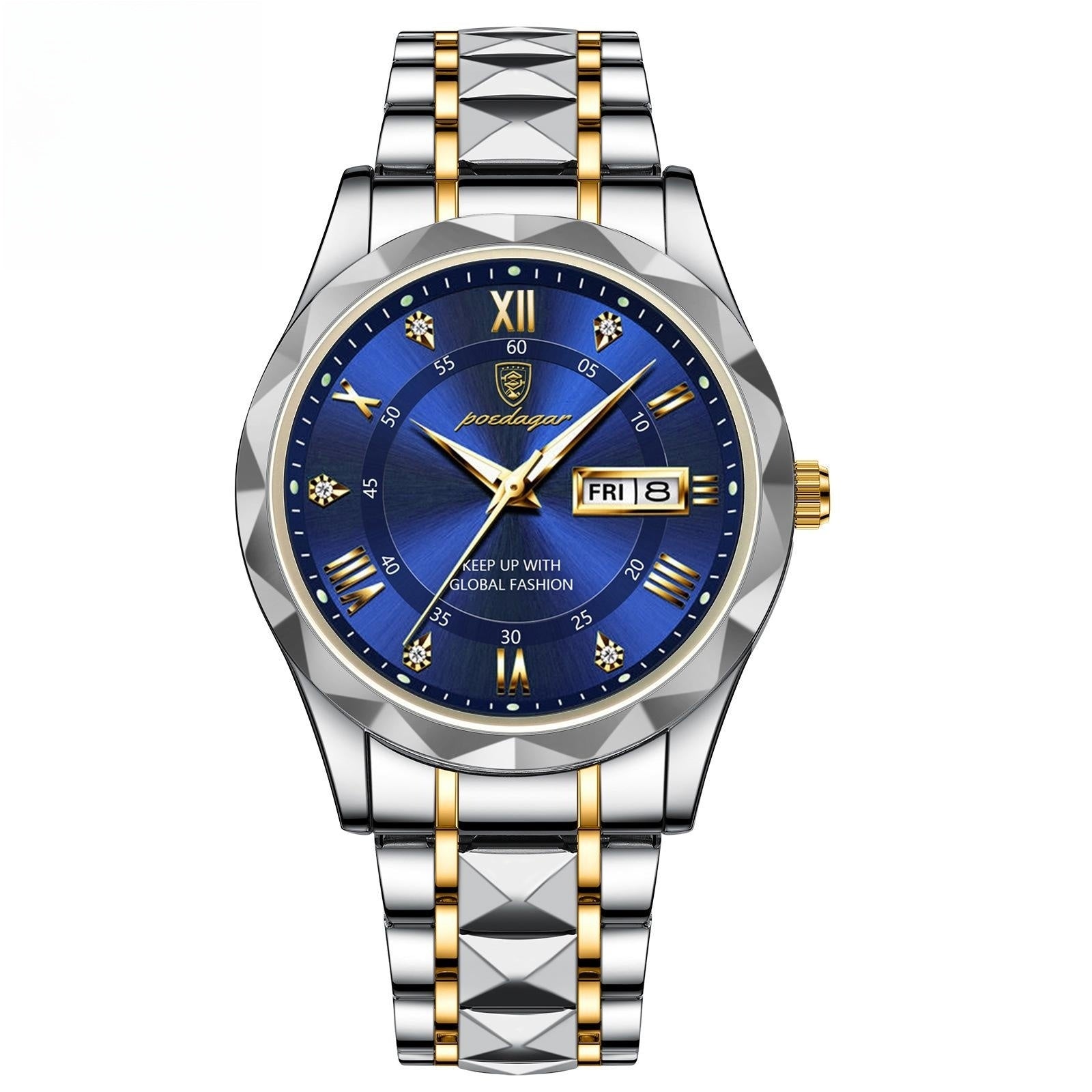 Men's Waterproof Double Calendar Luminous Quartz Watch 2style Without Necklace