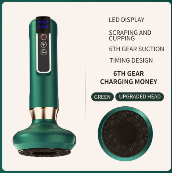 Electric Vacuum Cupping Massager For Body Massage Body Cups Green 6speed charging USB