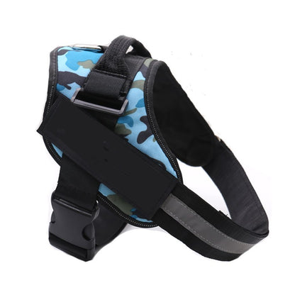 Personalized Dog Harness Adjustable Pet Harness Vest For Small Large Dog Camouflage blue
