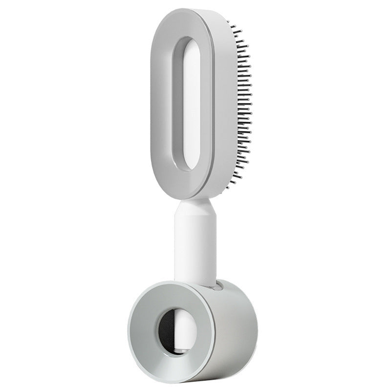Self Cleaning Hair Brush For Women Massage Scalp Comb Anti-Static Hairbrush Elegant white Set