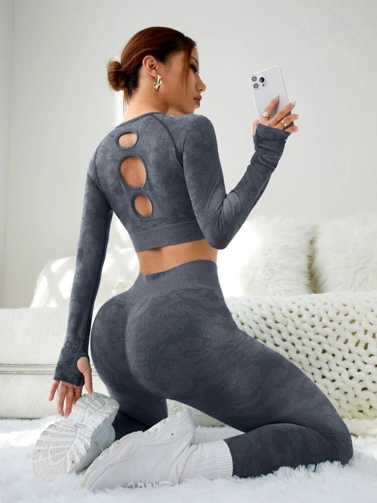 Fashion Exercise Clothes Yoga Suit Women Gray