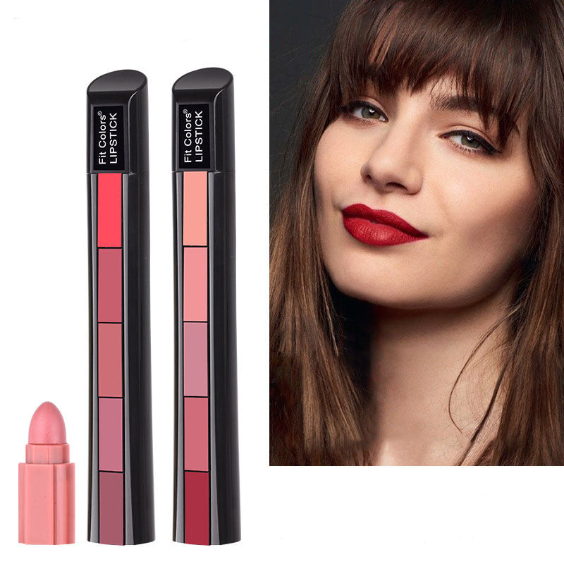Matte 5-color Lipstick Set Velvet LipLong Lasting Waterproof Sexy Red Lipstick Set