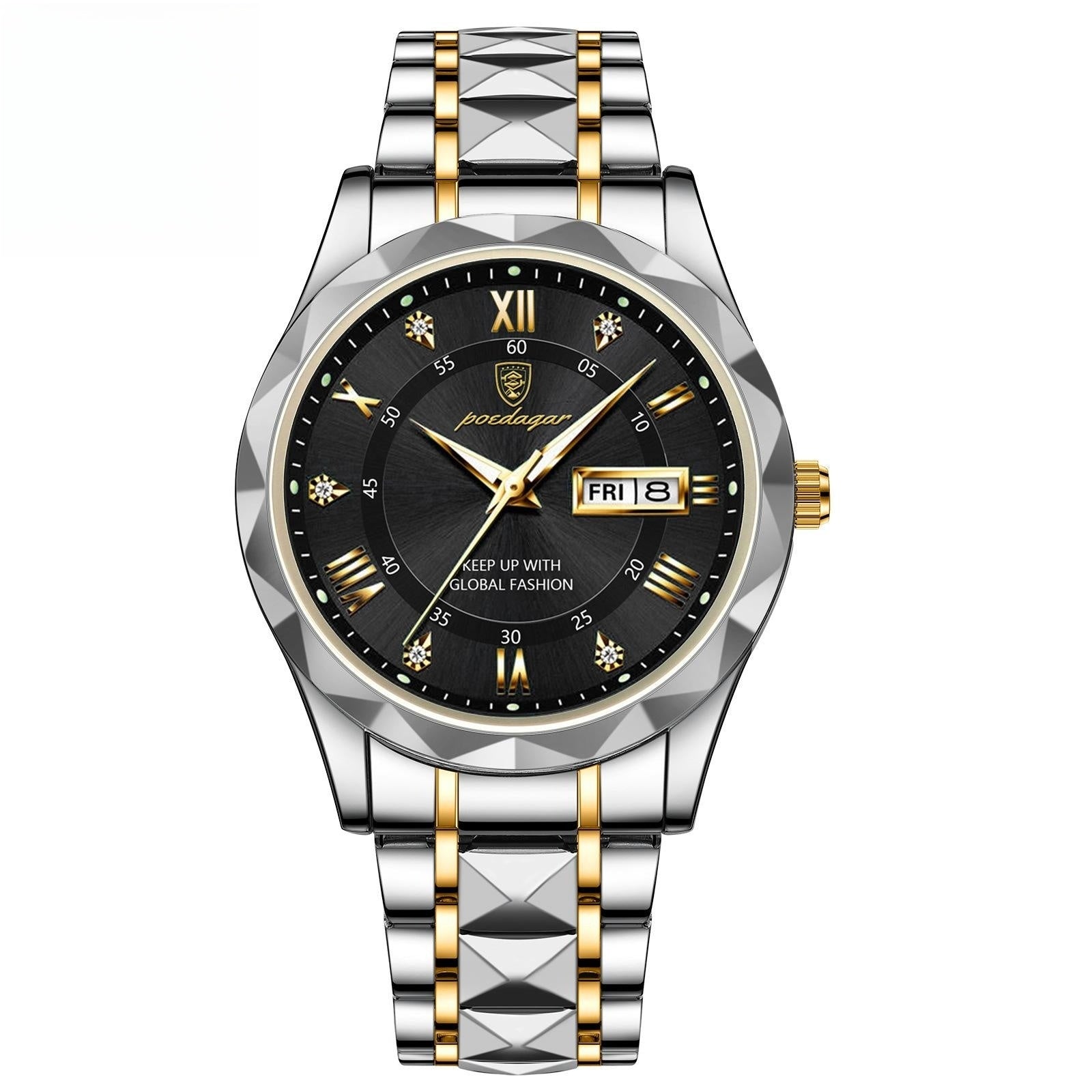 Men's Waterproof Double Calendar Luminous Quartz Watch 1style Without Necklace