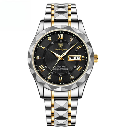 Men's Waterproof Double Calendar Luminous Quartz Watch 1style Without Necklace