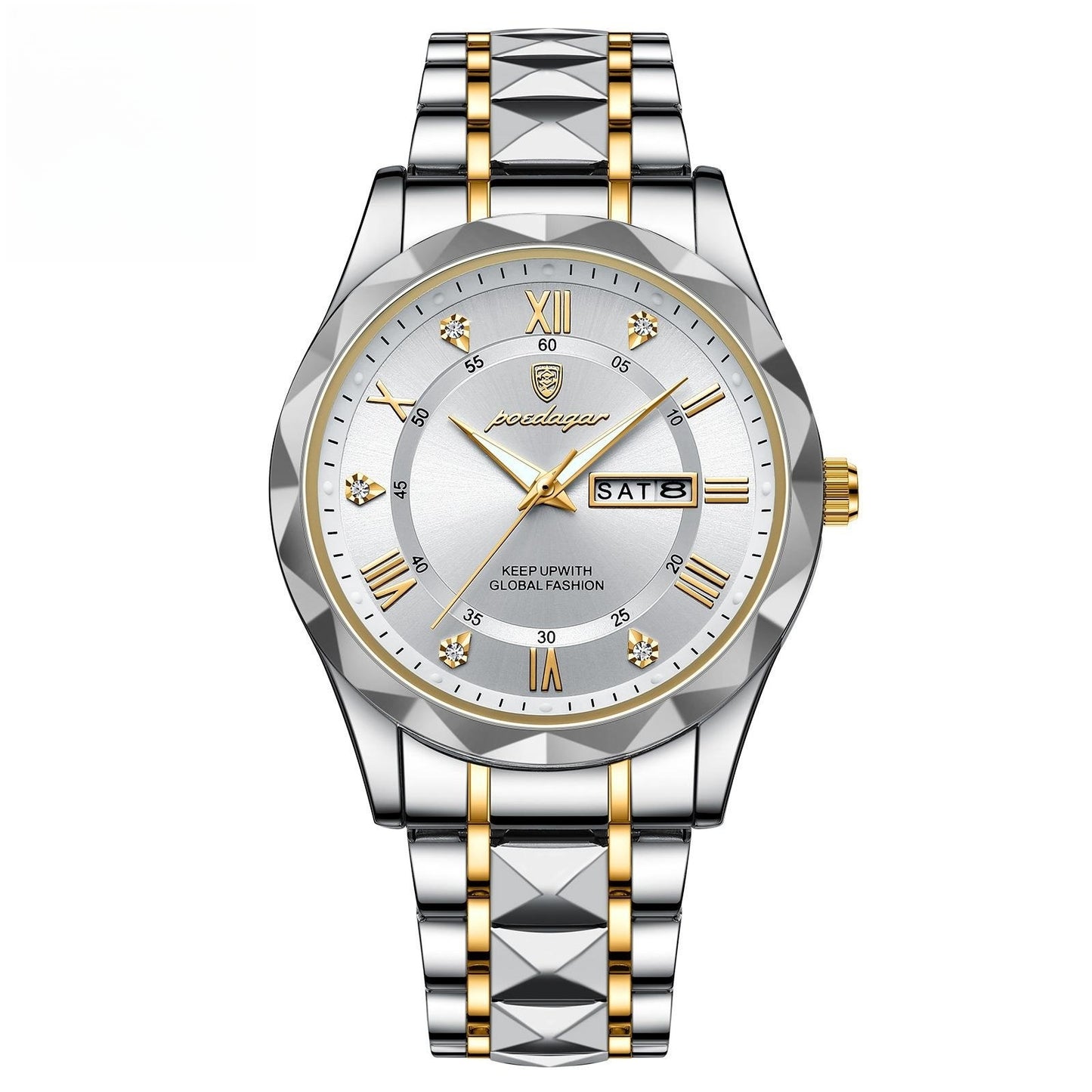 Men's Waterproof Double Calendar Luminous Quartz Watch 3style Without Necklace