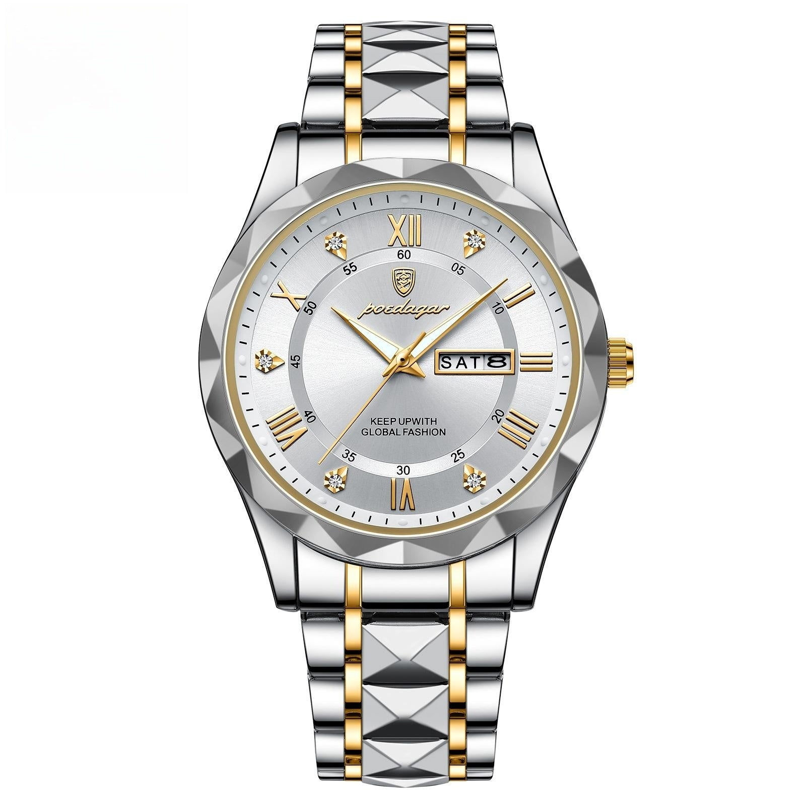 Men's Waterproof Double Calendar Luminous Quartz Watch 3style Without Necklace