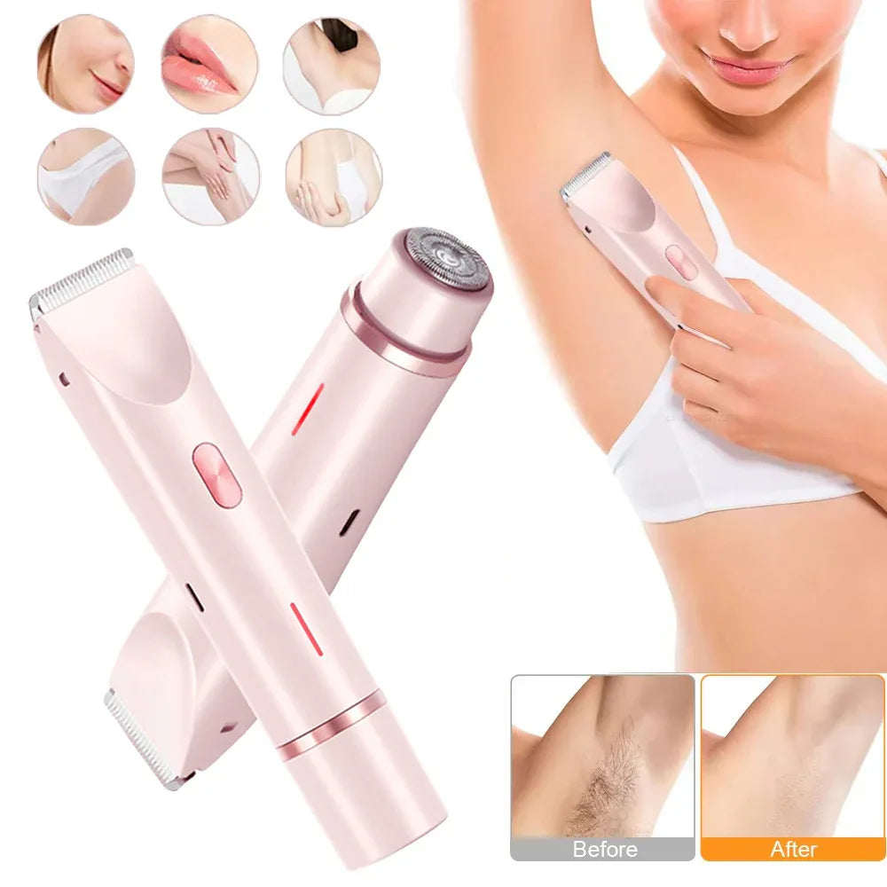 2 In 1 Hair Remover Women's Double Head Shaver Private Pubic Electric Razor