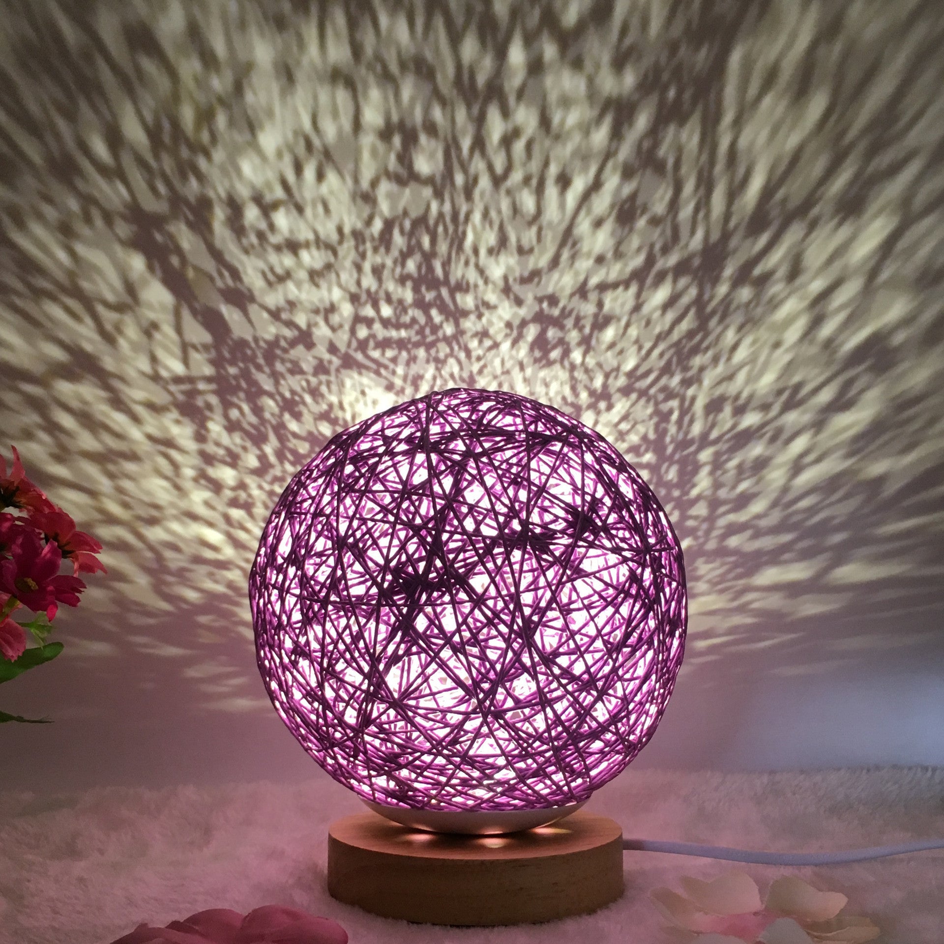 Hot Selling Creative Linen Table Lamp16 Color Remote Control Lamp Purple round 15cm