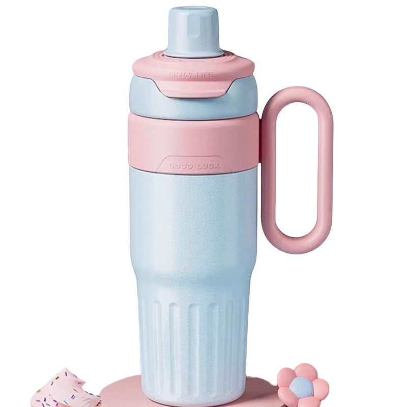 780ml Gradient Double Drink Thermal Cup Stainless Steel With Straw Cup