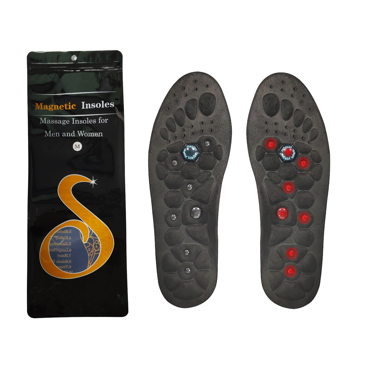 Medical Magnetic Insole Therapy Orthopedic Insoles Massage Foot Weight Loss Shoe Pads Black