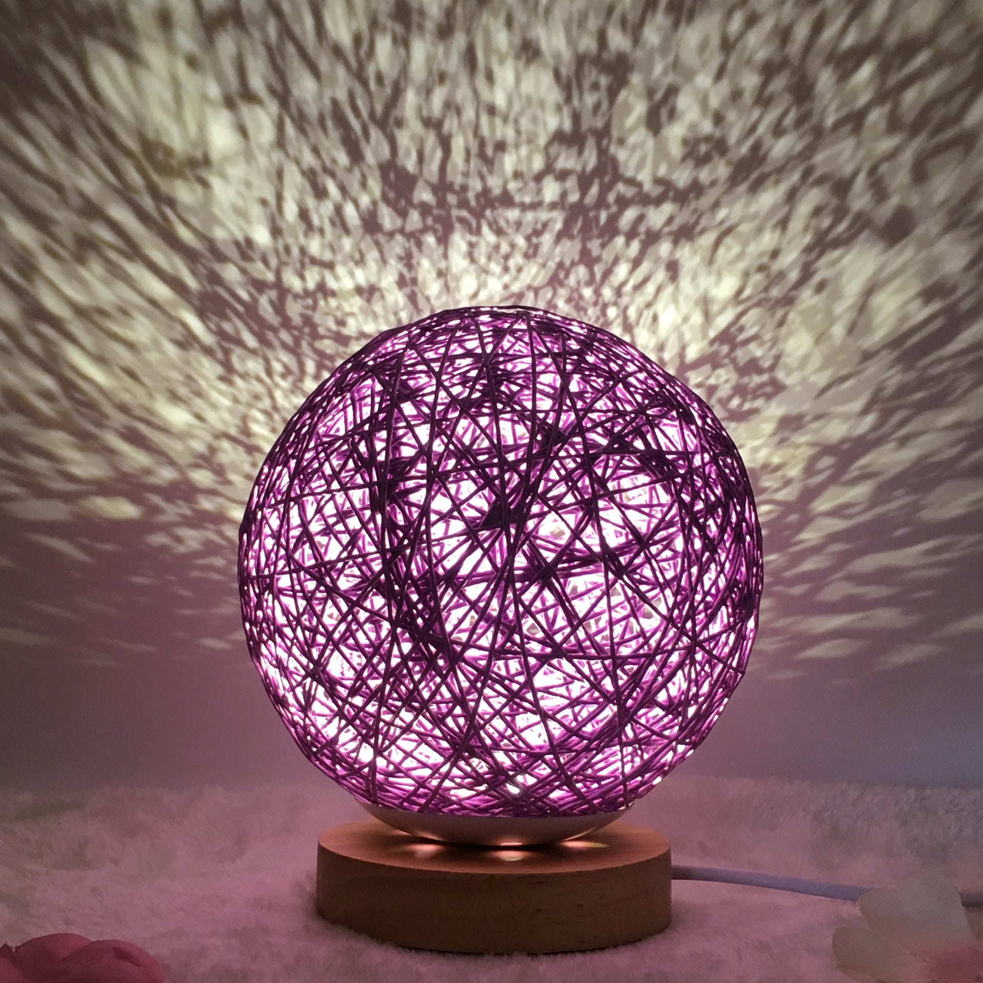 Hot Selling Creative Linen Table Lamp16 Color Remote Control Lamp Purple round 20cm