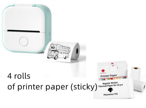 Portable Mini Thermal Label Printer Home Photo Printer Bluetooth-compatible Mini Label Printer Green set USB