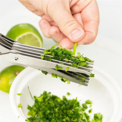 Multifunctional Multi-layer Green Onion Scissors Stainless Steel Onion Cutting Knife Kitchen Gadgets