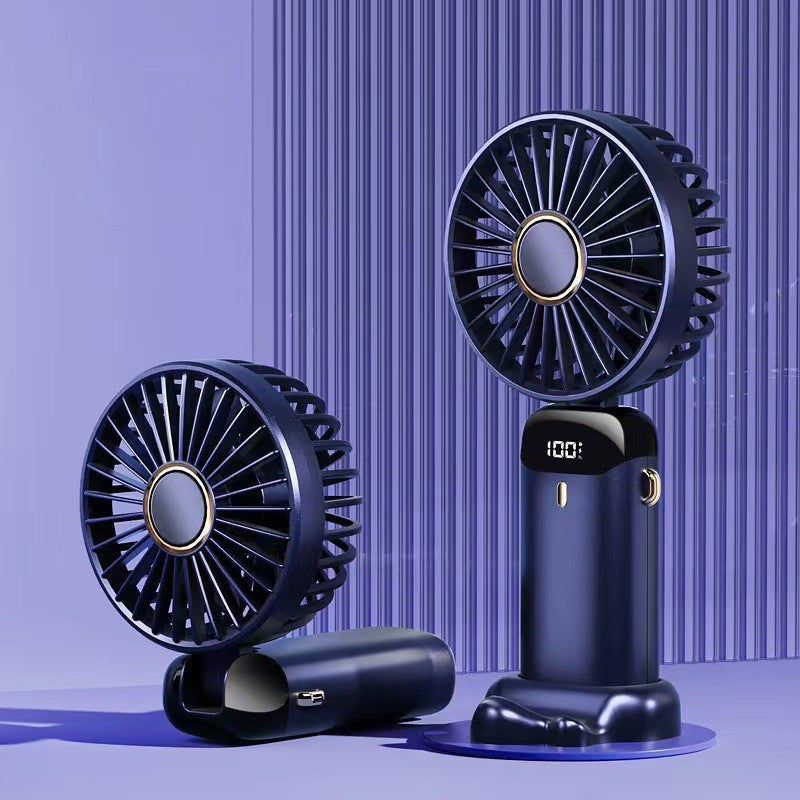 USB Rechargeable Mini Portable Handheld Electric Fan Outdoor Fan Navy Blue USB