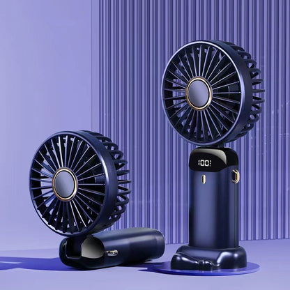 USB Rechargeable Mini Portable Handheld Electric Fan Outdoor Fan Navy Blue USB