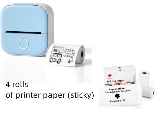 Portable Mini Thermal Label Printer Home Photo Printer Bluetooth-compatible Mini Label Printer Blue set USB