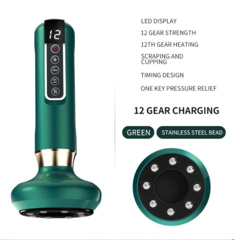 Electric Vacuum Cupping Massager For Body Massage Body Cups Green 12speed charging A15 USB
