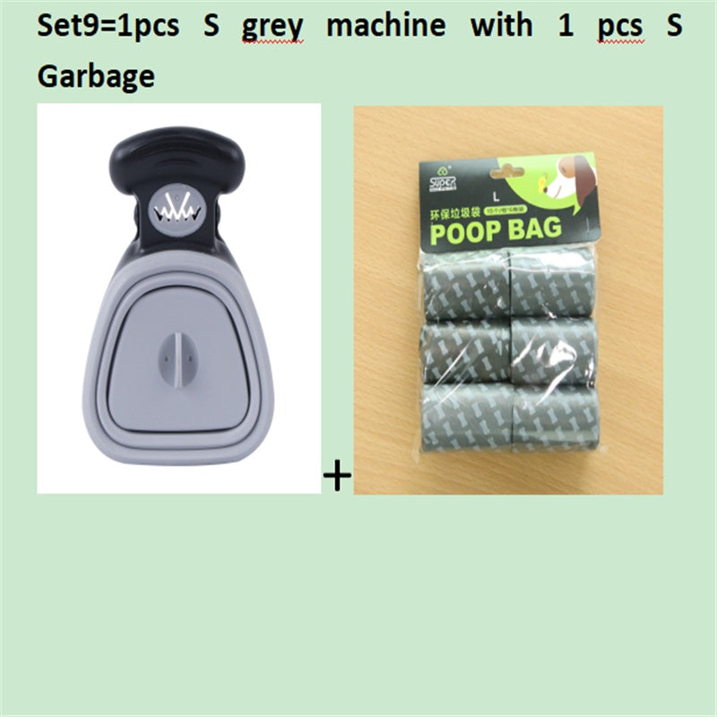 Dog Pet Travel Foldable Pooper Scooper With 1 Roll Decomposable bags Set 9 GreySXS