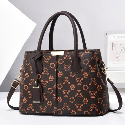 Women PU Leather Handbags Ladies Large Capacity Shoulder Bags New Fashion Crossbody Bags Panda Coffee 30x21x13