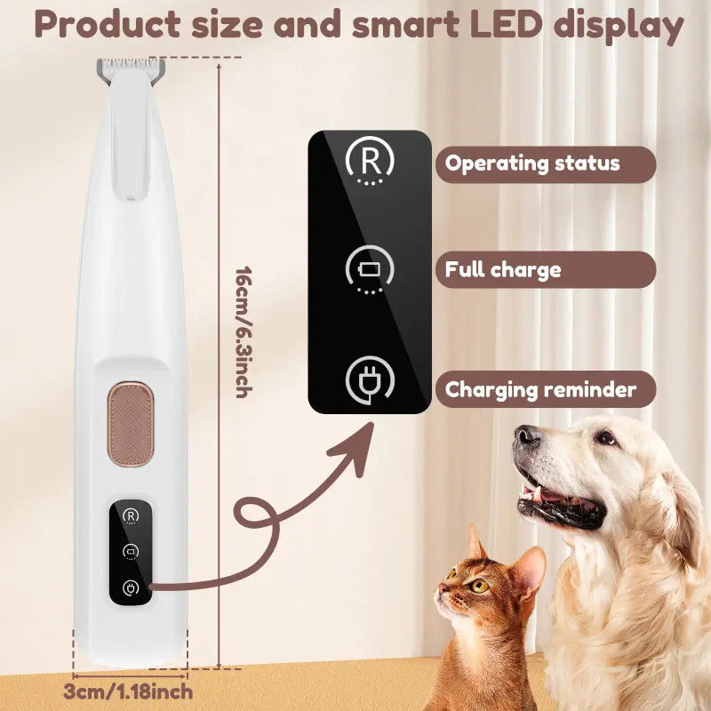 Pets Dog Paw Trimmer With LED Light Fully Waterproof Pet Hair Trimmer