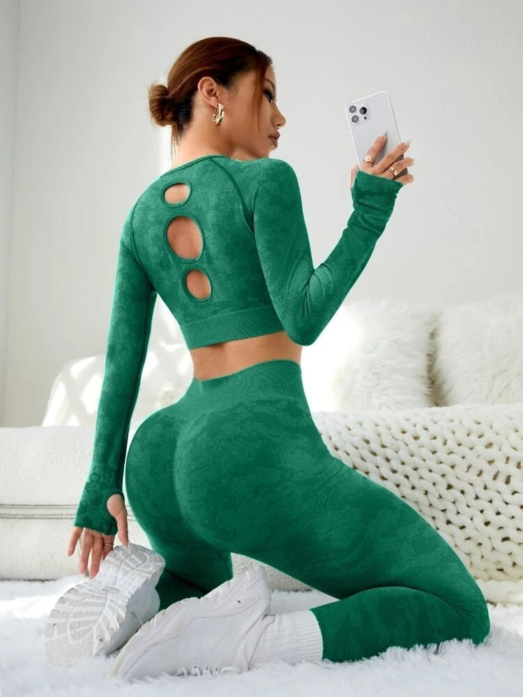 Fashion Exercise Clothes Yoga Suit Women Green