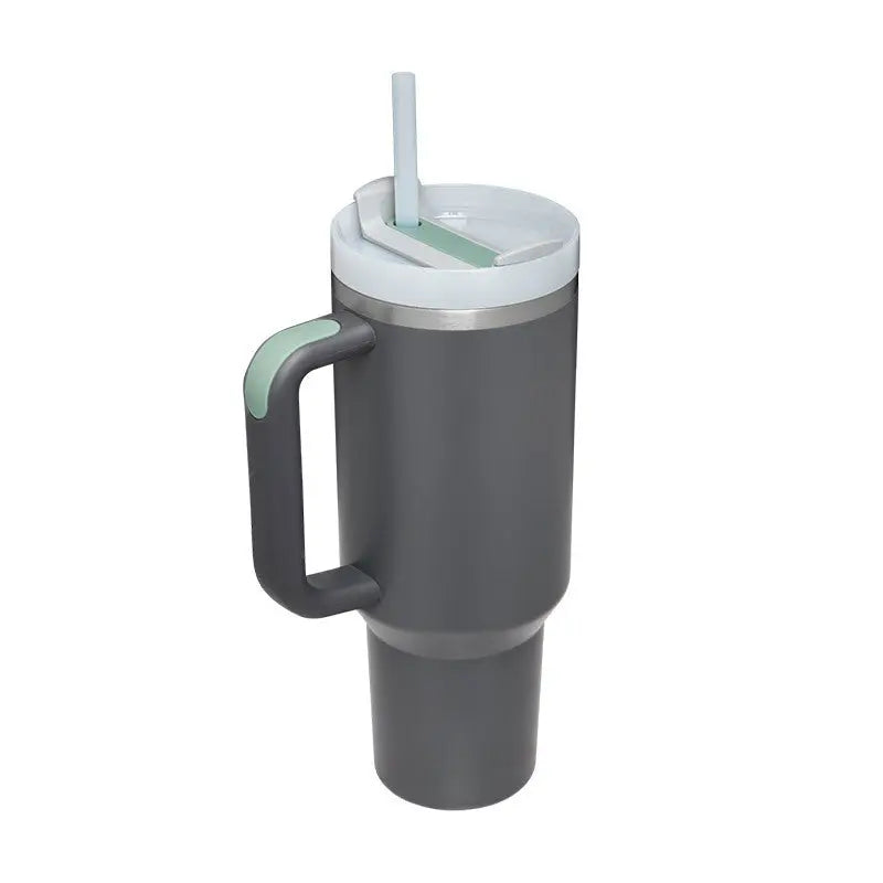40 Oz Tumbler With Handle Straw Insulated Charcoal 1200ML