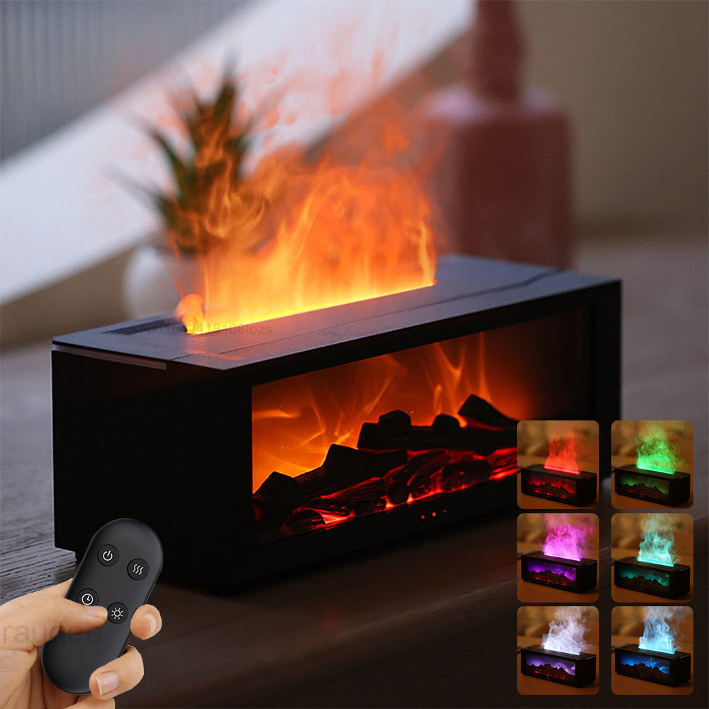 New Flame Aromatherapy Machine Colorful Essential Oil Humidifier 3D Flame Fireplace Machine