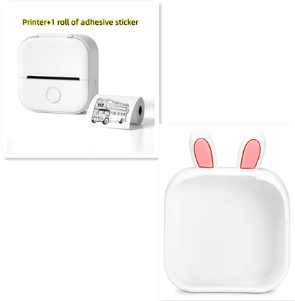 Portable Mini Thermal Label Printer Home Photo Printer Bluetooth-compatible Mini Label Printer White SetD USB