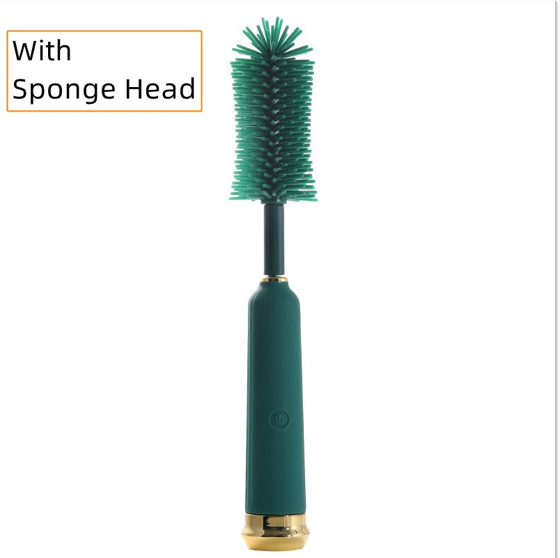 Electric Baby Bottle Brush Cleaning Tool Combination Suit Straw Silicone Pacifier Green With Sponge Head