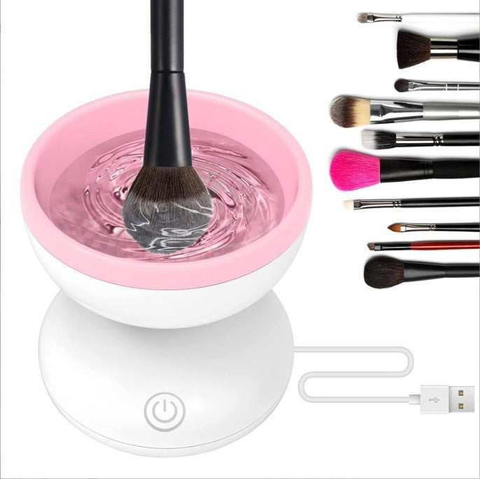 Electric Makeup Brush Cleaner Machine Portable Automatic USB Cosmetic Brush White Powder