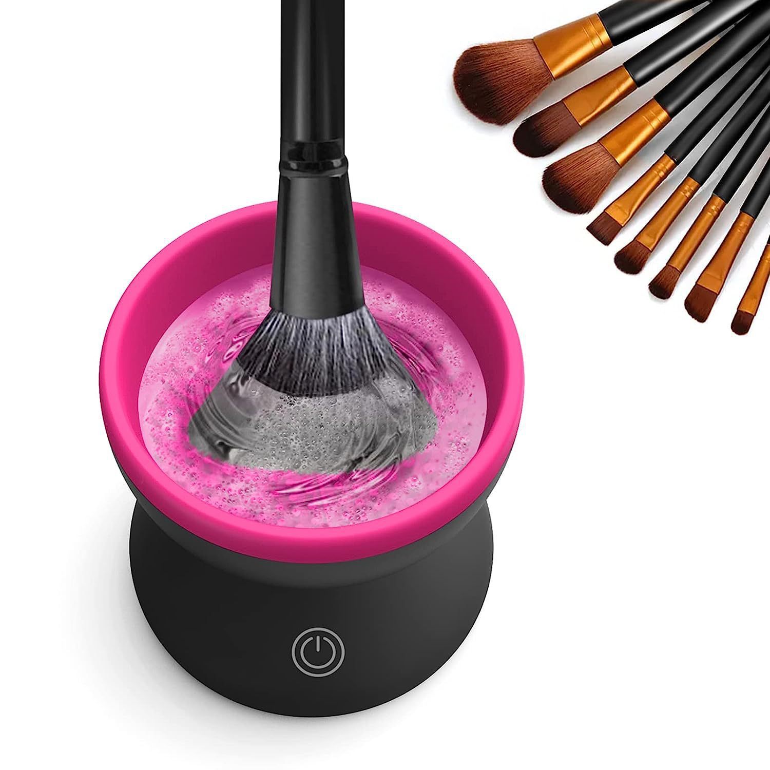 Electric Makeup Brush Cleaner Machine Portable Automatic USB Cosmetic Brush Black Rose Red