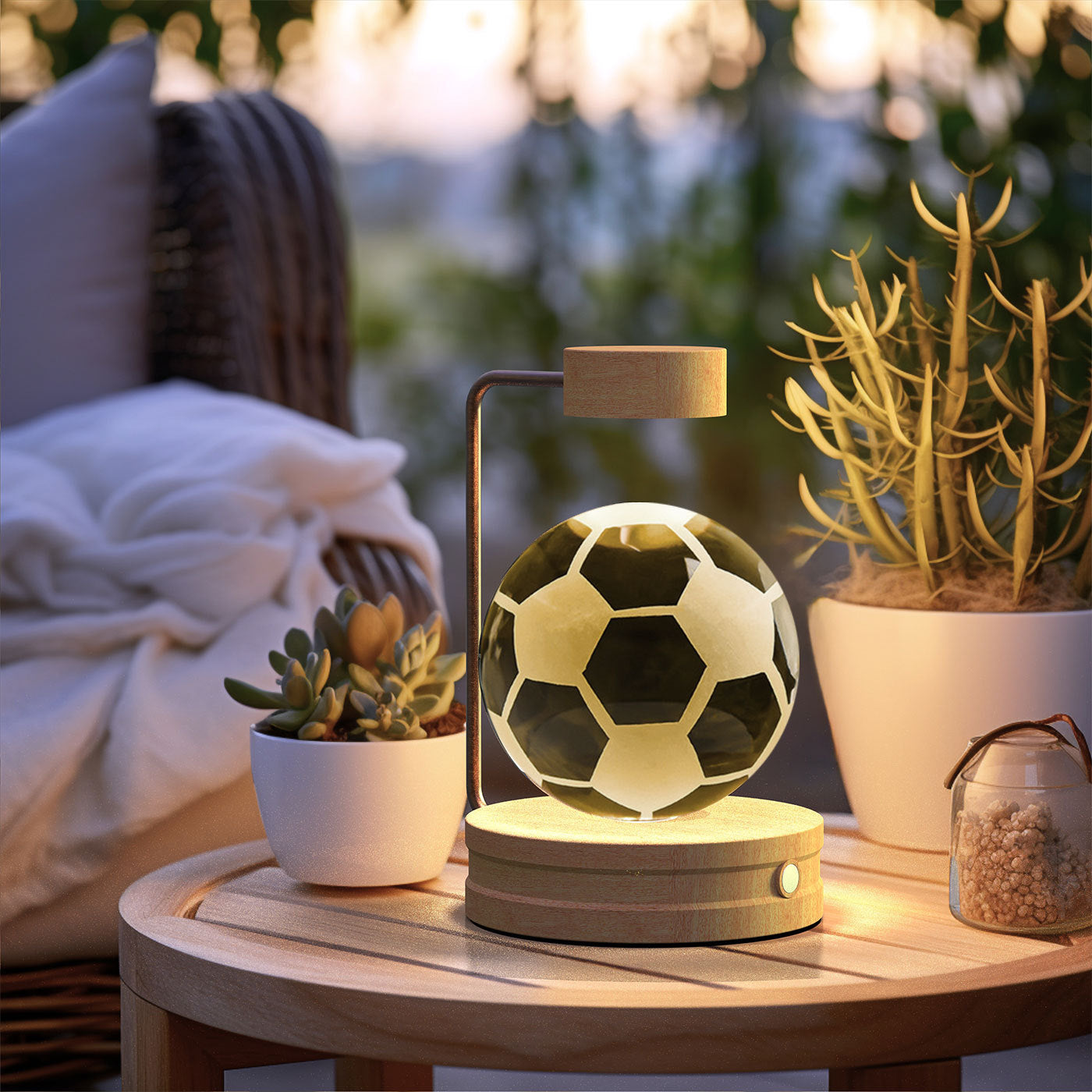 Crystal Ball Cosmic Dinosaur Indoor Night Light Football Light wood