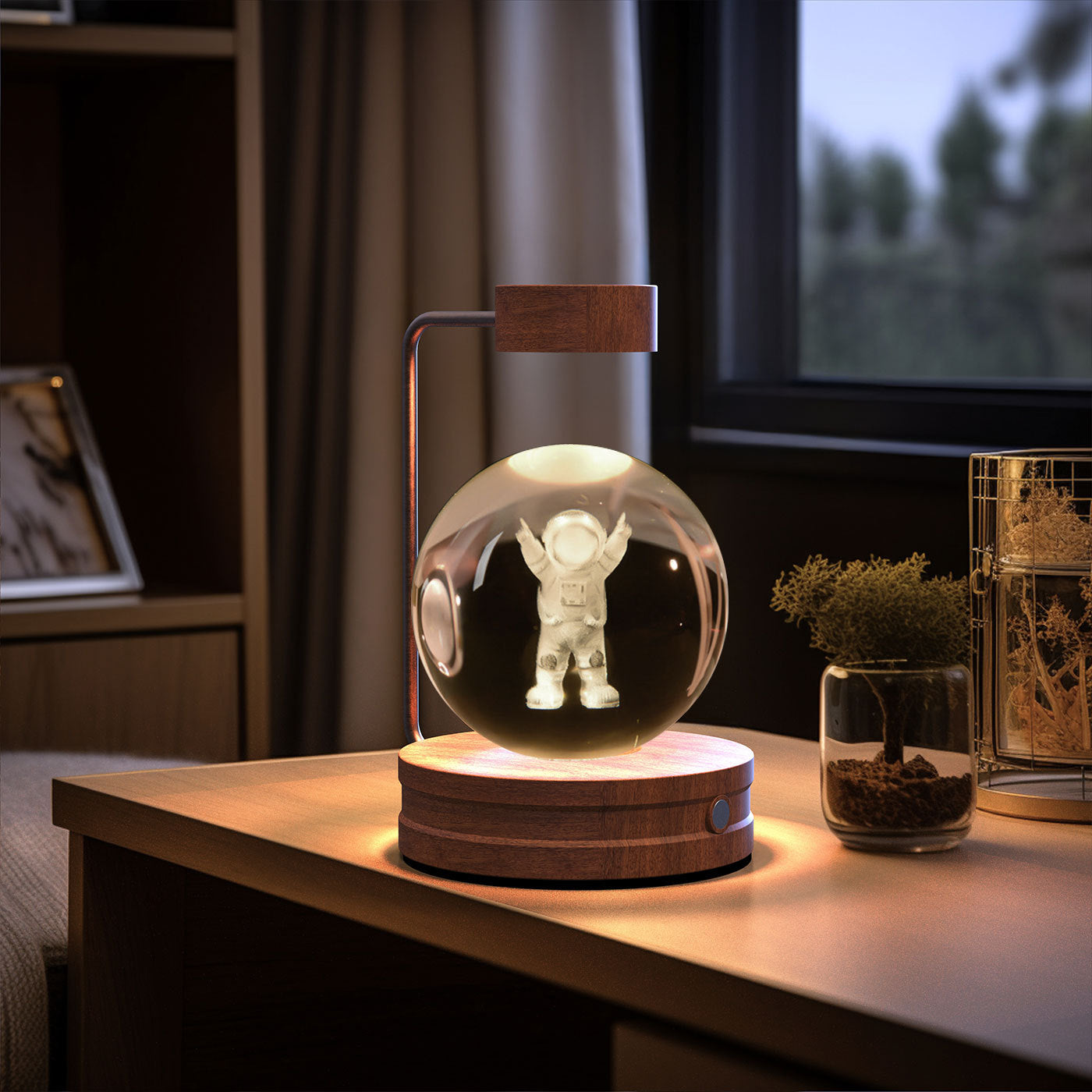 Crystal Ball Cosmic Dinosaur Indoor Night Light Little Astronauts Dark wood