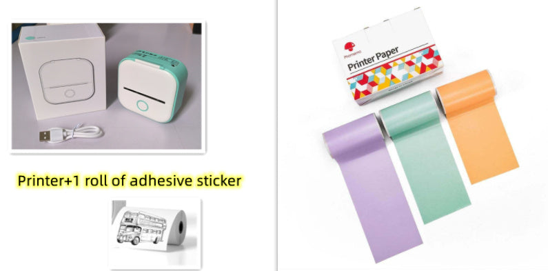 Portable Mini Thermal Label Printer Home Photo Printer Bluetooth-compatible Mini Label Printer Set2 USB