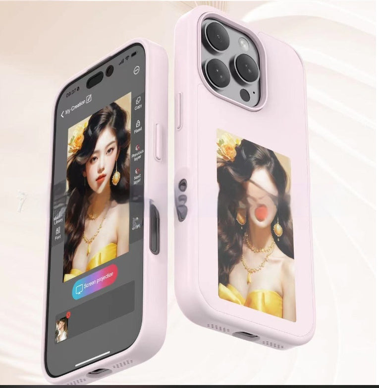 E-ink Screen Phone Case Unlimited Screen Projection Personalized Luxury Phone Case Pink