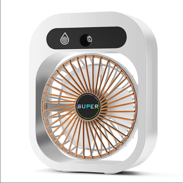 Air Conditioning Fan Desk Misting Fan Air Cooler Cooling USB Rechargeable Humidifier Portable Spray Fan White