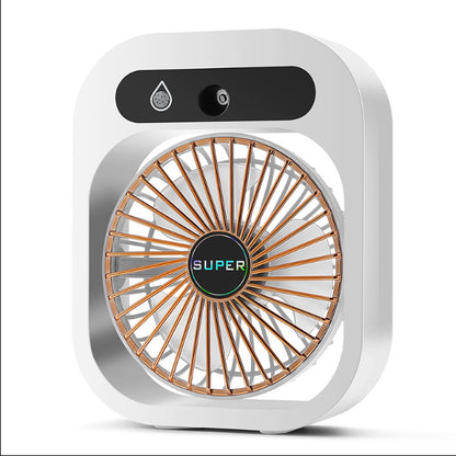 Air Conditioning Fan Desk Misting Fan Air Cooler Cooling USB Rechargeable Humidifier Portable Spray Fan White