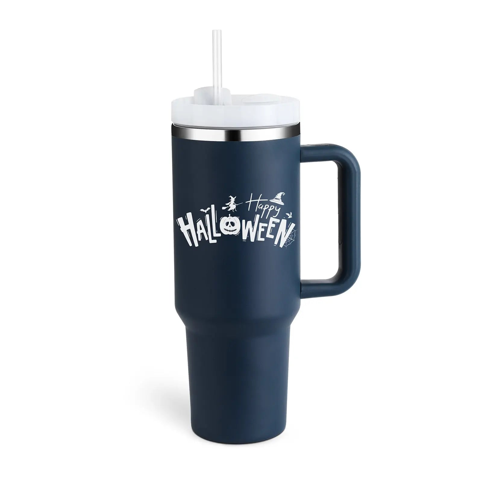 40 Oz Tumbler With Handle Straw Insulated Halloween dark Blue 1200ML 1PC