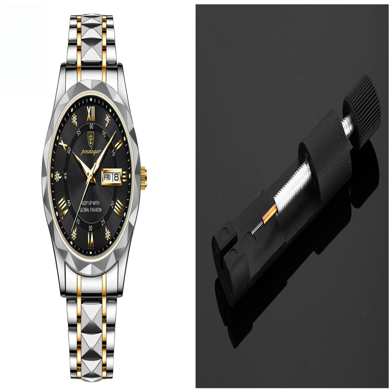 Men's Waterproof Double Calendar Luminous Quartz Watch 1style Carrying a tape remover