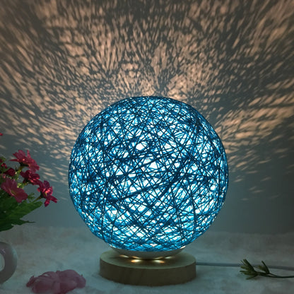Hot Selling Creative Linen Table Lamp16 Color Remote Control Lamp Blue round 20cm
