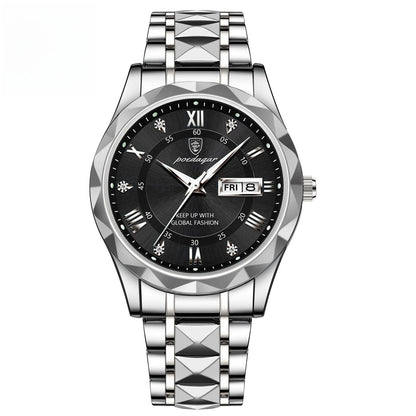 Men's Waterproof Double Calendar Luminous Quartz Watch 5style Without Necklace