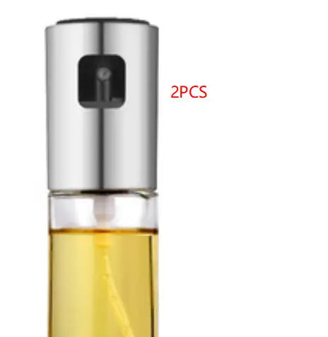 BBQ Healthy Kitchen Cooking Oil Vinegar Spray Bottle Silver 2PCS