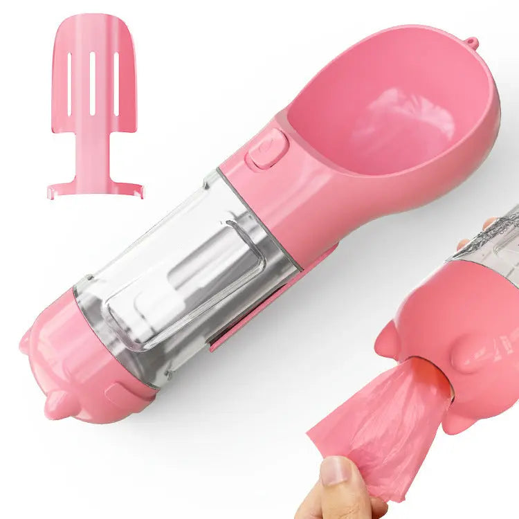 Pet Water Bottle Feeder Bowl Portable Pet Outdoor Travel 3 In 1 Dog Water Bottle Pink3style 500ml