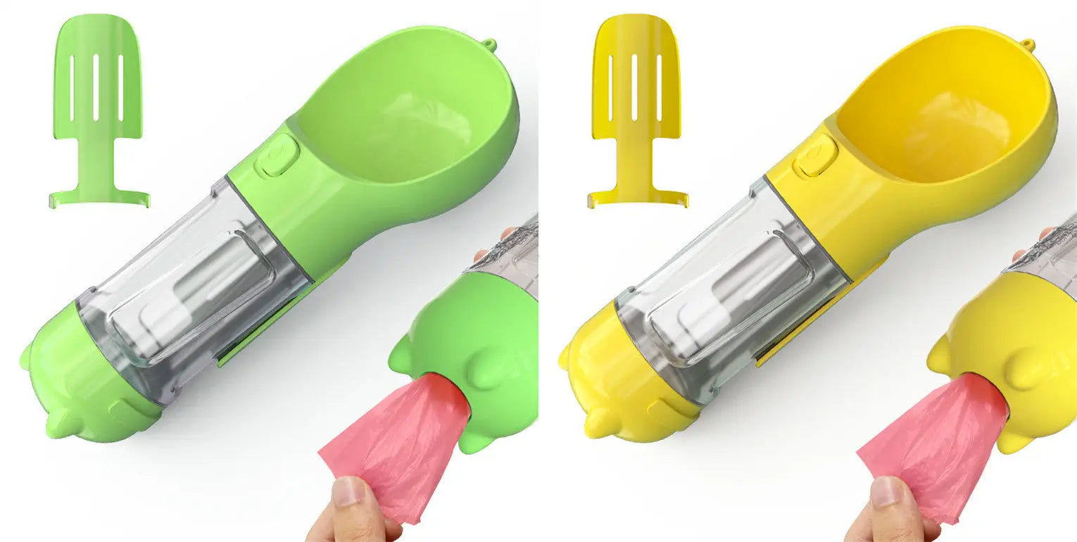 Pet Water Bottle Feeder Bowl Portable Pet Outdoor Travel 3 In 1 Dog Water Bottle Green yellow pcs 300ml