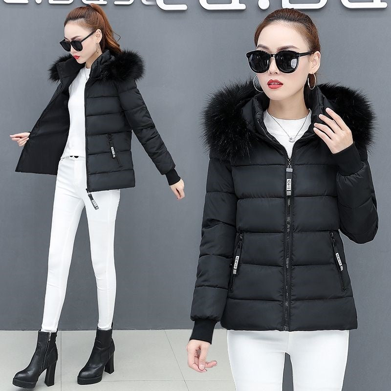 Thicken Big Fur Collar Plus Size Fat Sister Cotton-padded Coat