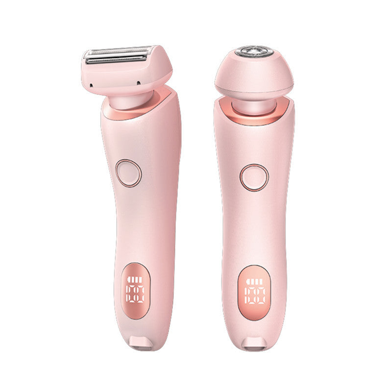 2 In 1 Hair Removal USB Rechargeable Trimmer Women Body Razor Pink USB