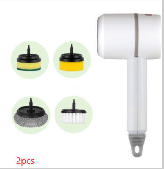 Electric Cleaning Brush Multifunctional Scouring Pad White With four brush heads 2PCS