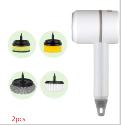 Electric Cleaning Brush Multifunctional Scouring Pad White With four brush heads 2PCS