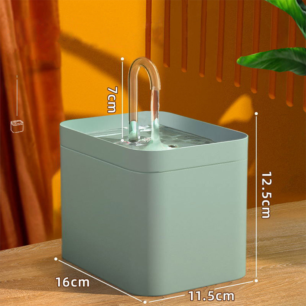 Automatic Cat Water Fountain Auto Filter USB Electricl 1.5LWater Dispenser Light green